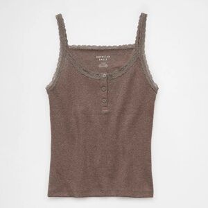 American Eagle Outfitters Taupe Camisole with Lace Trim
